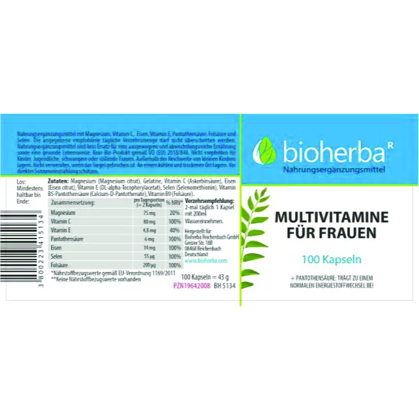 Multivitamine für Frauen 100 Kapseln – Bild 2