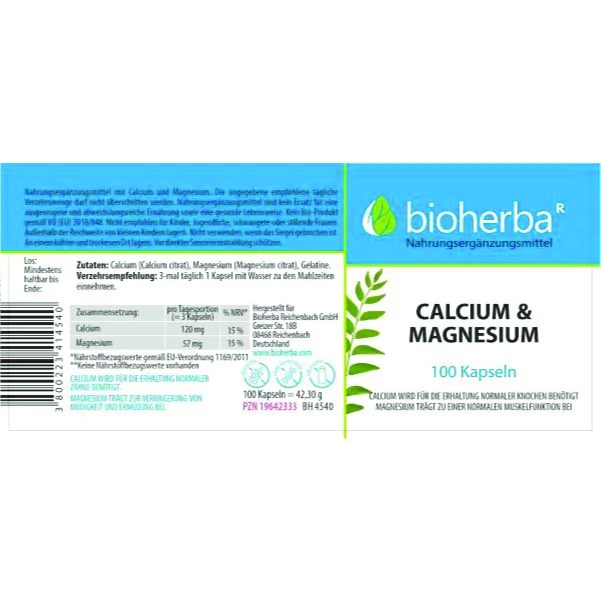 Calcium und Magnesium 100 Kapseln – Bild 2