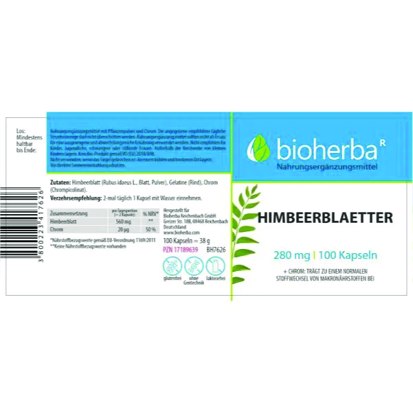 Himbeerblaetter 280 mg 100 Kapseln – Bild 2